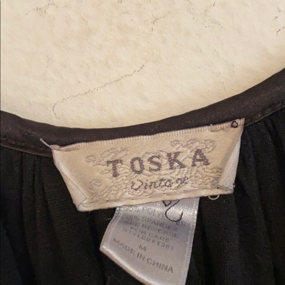 TOSKA VINTAGE SOLID BLACK DRESS SIZE MEDIUM - Picture 2 of 3